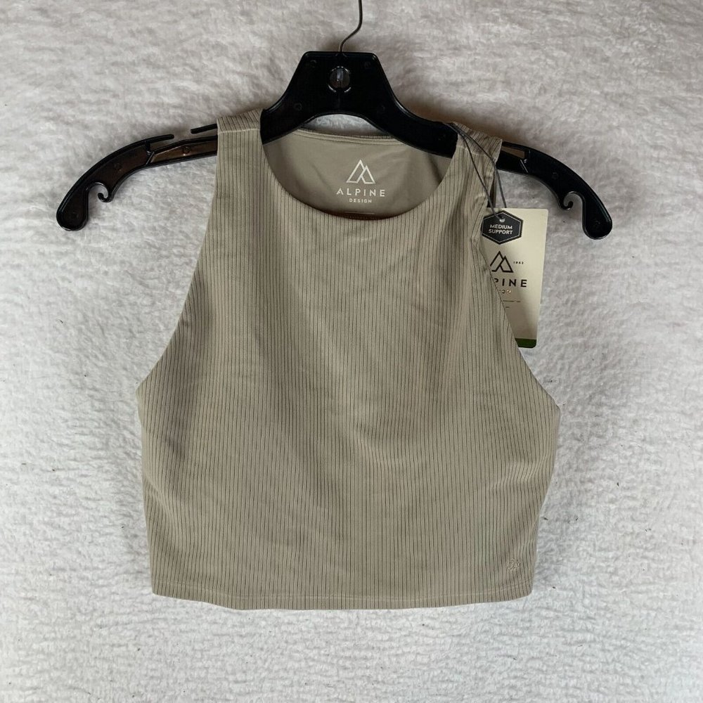 Alpine Design Crop Tank Top Women XS Beige Nylon Stretch Wide‎ Rib Pullover 7101